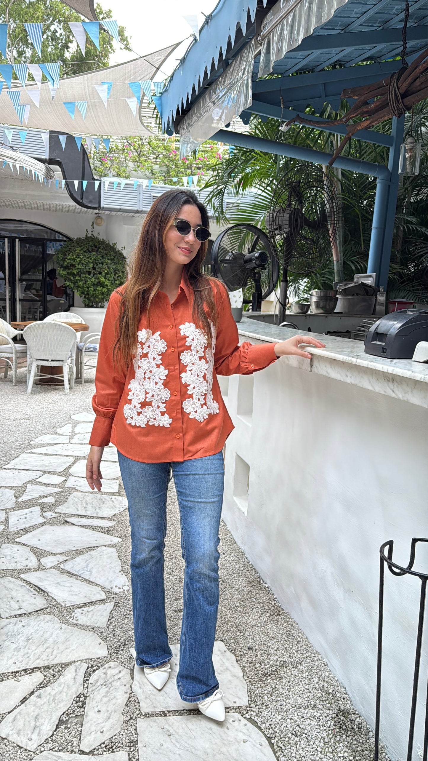 Orange Floral Shirt
