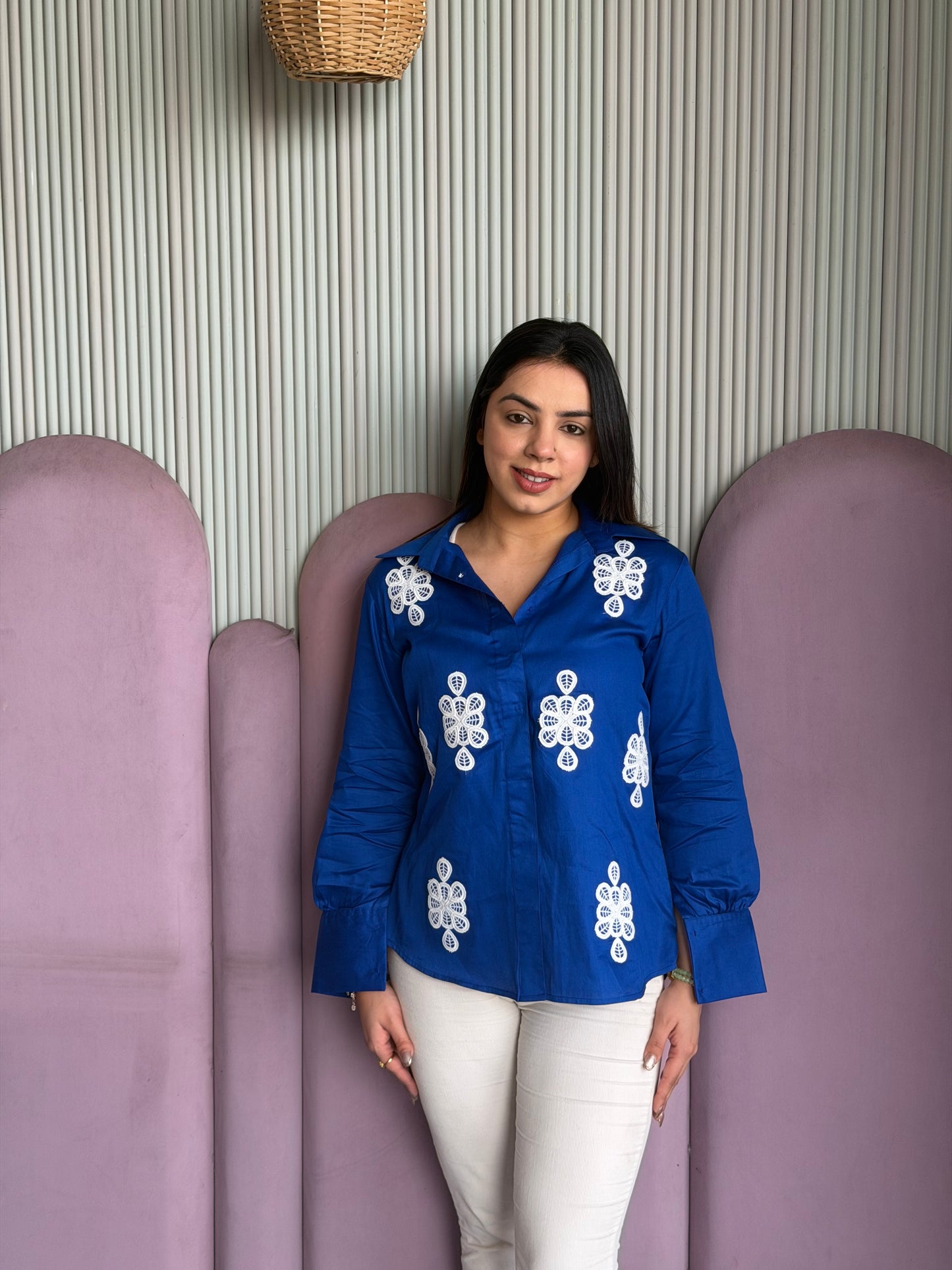 Royal Blue lace Shirt