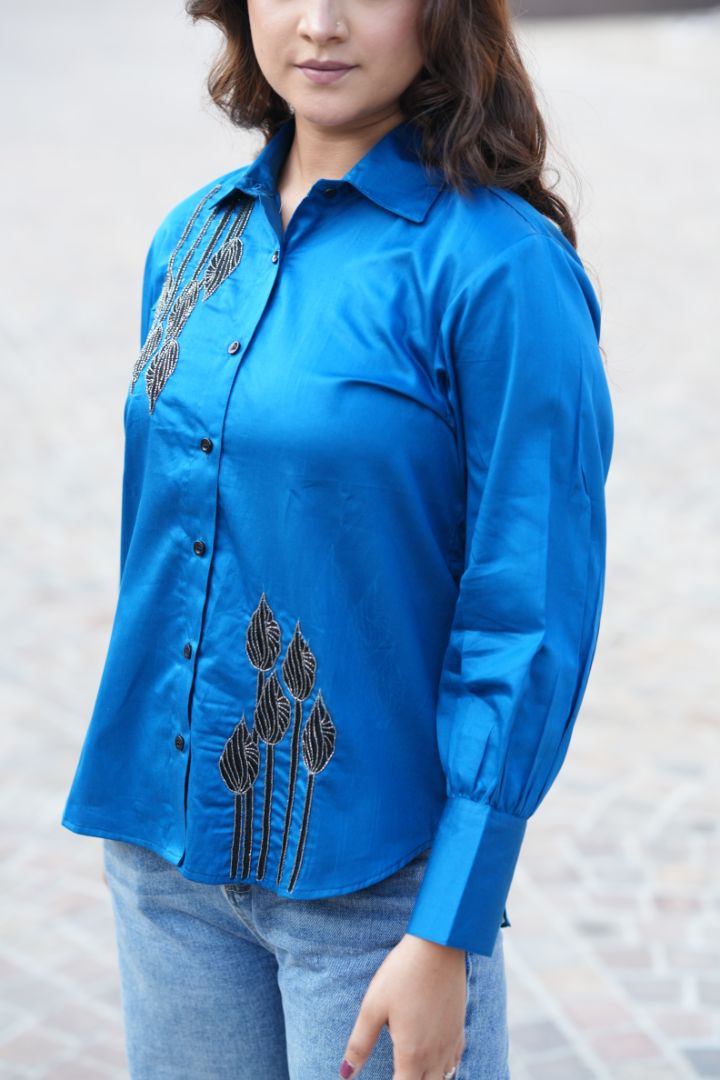 Blue Embroidered Shirt