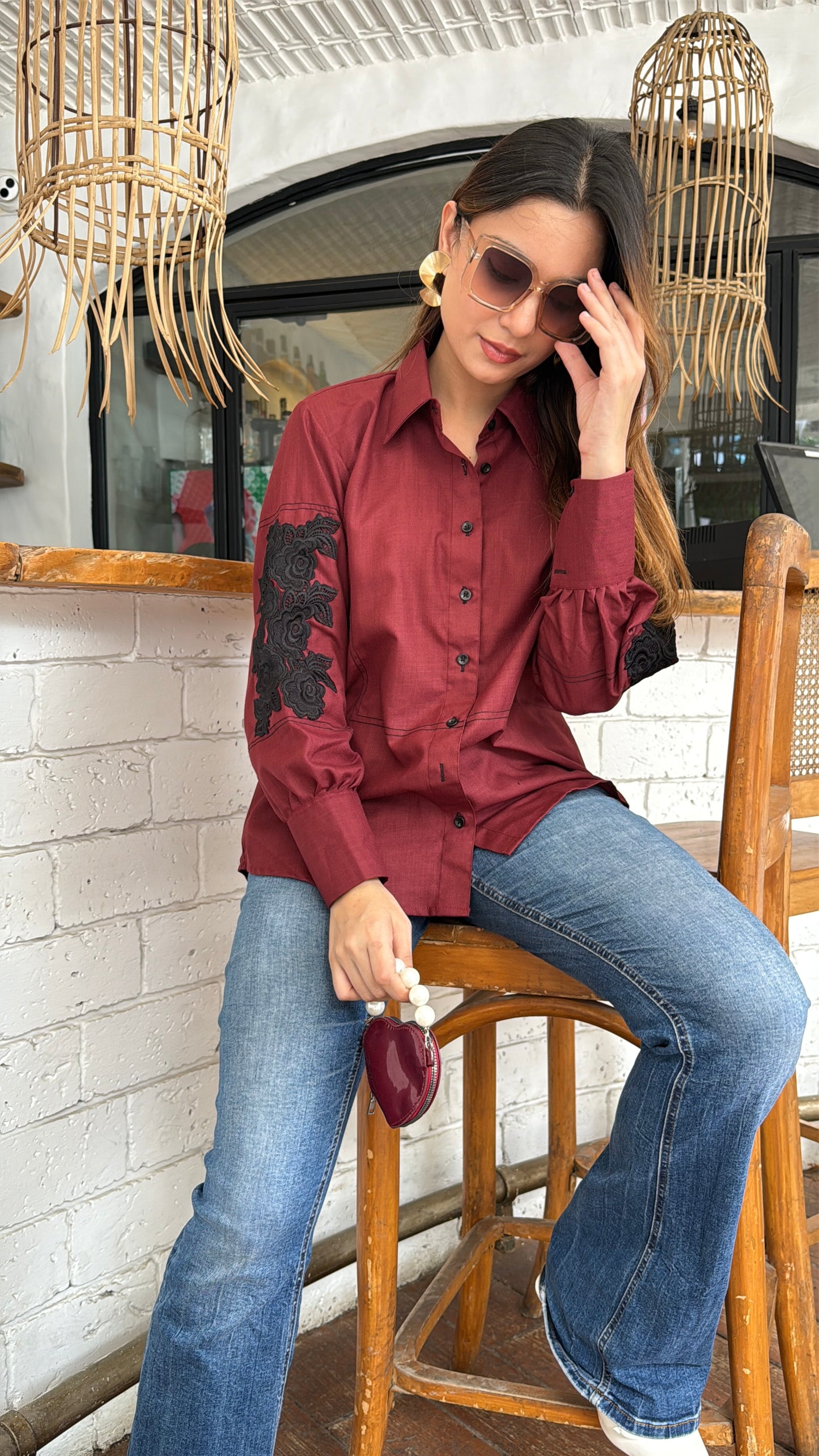 Mehroon Floral Shirt