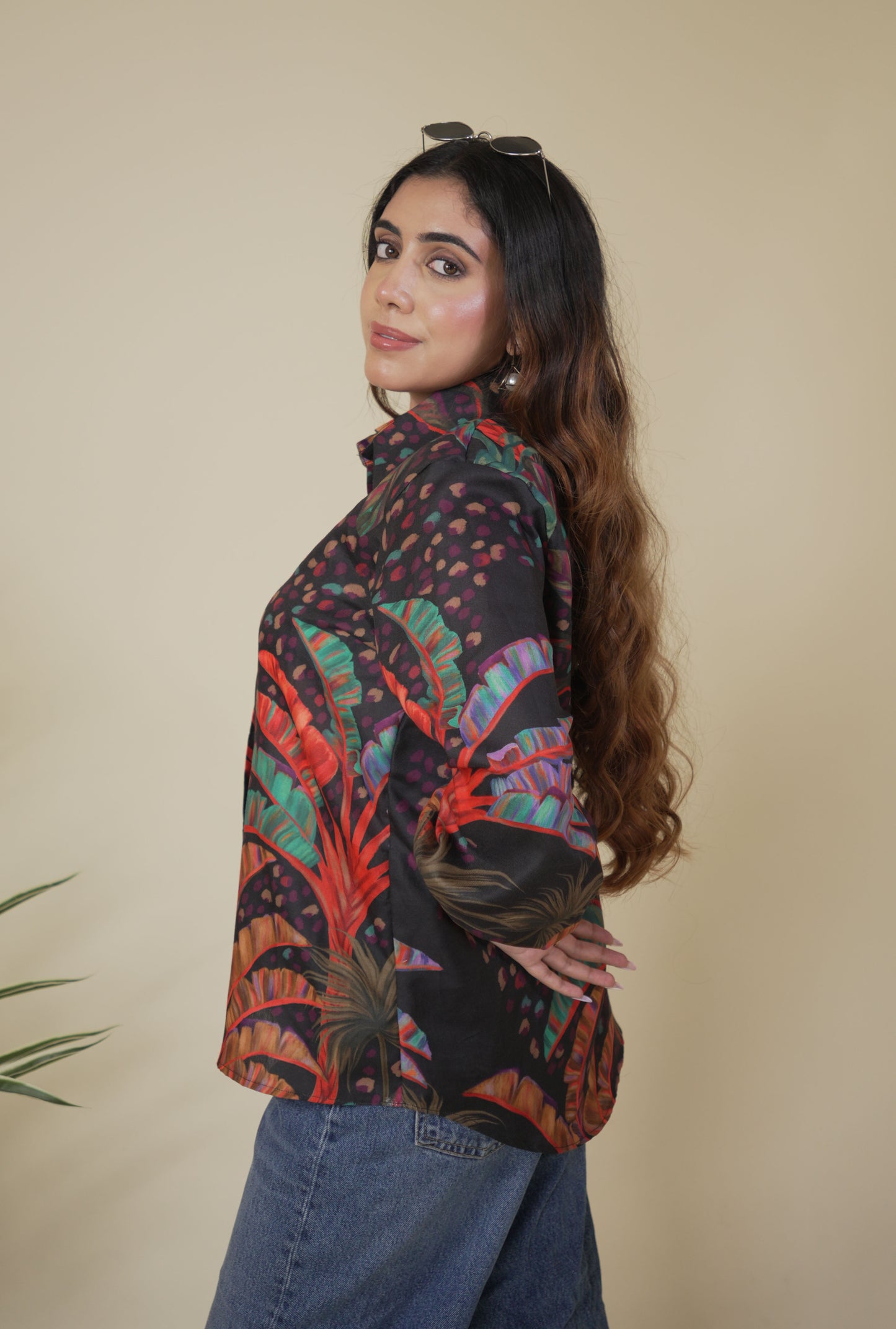 Black Topical Print Shirt