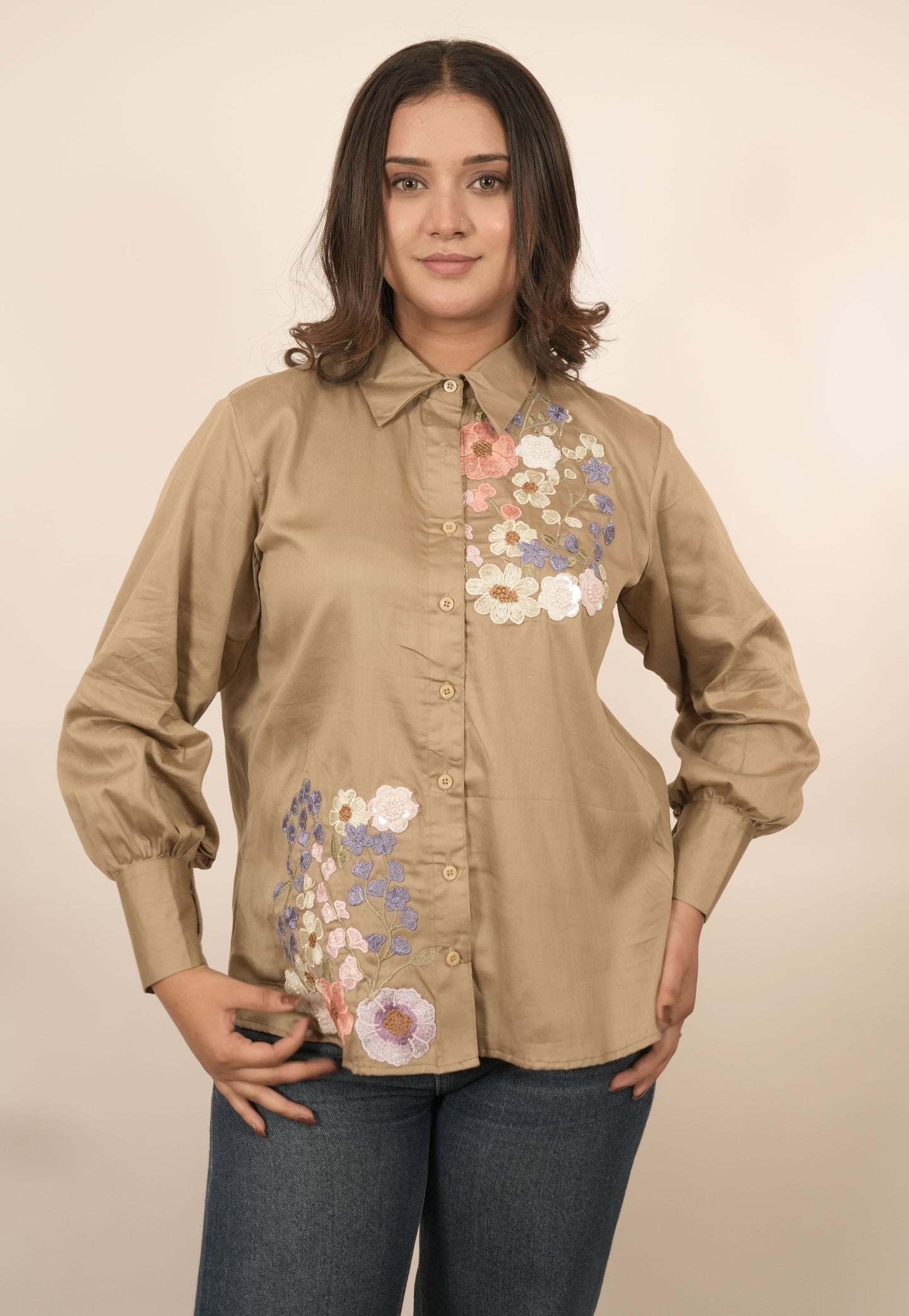 Brown Floral Shirt
