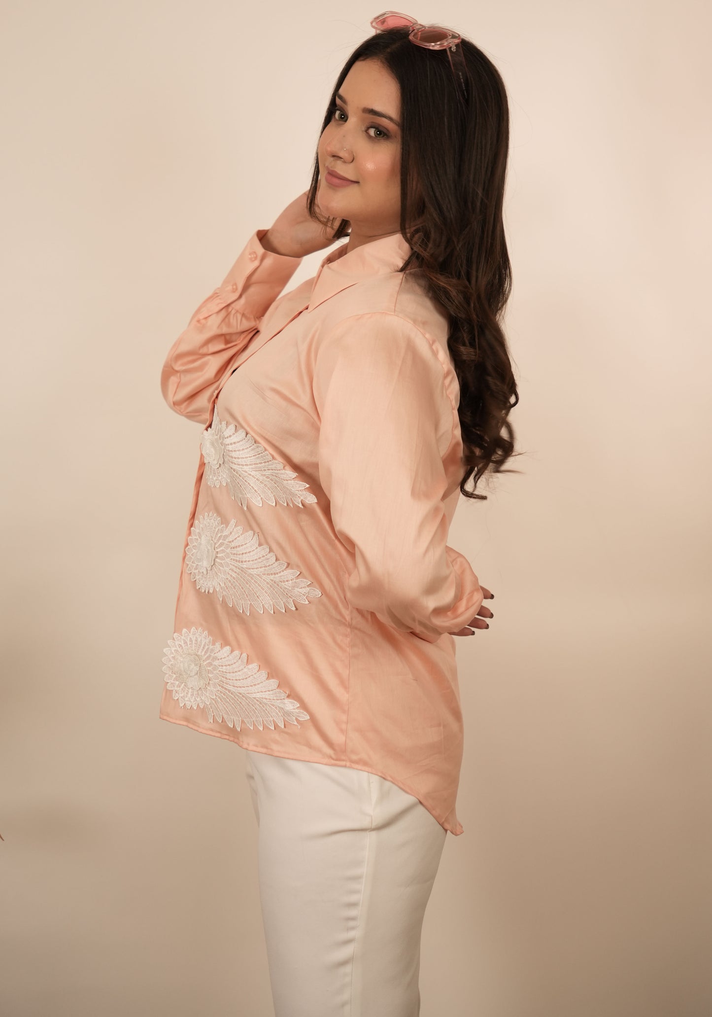 Peach and White Shirt