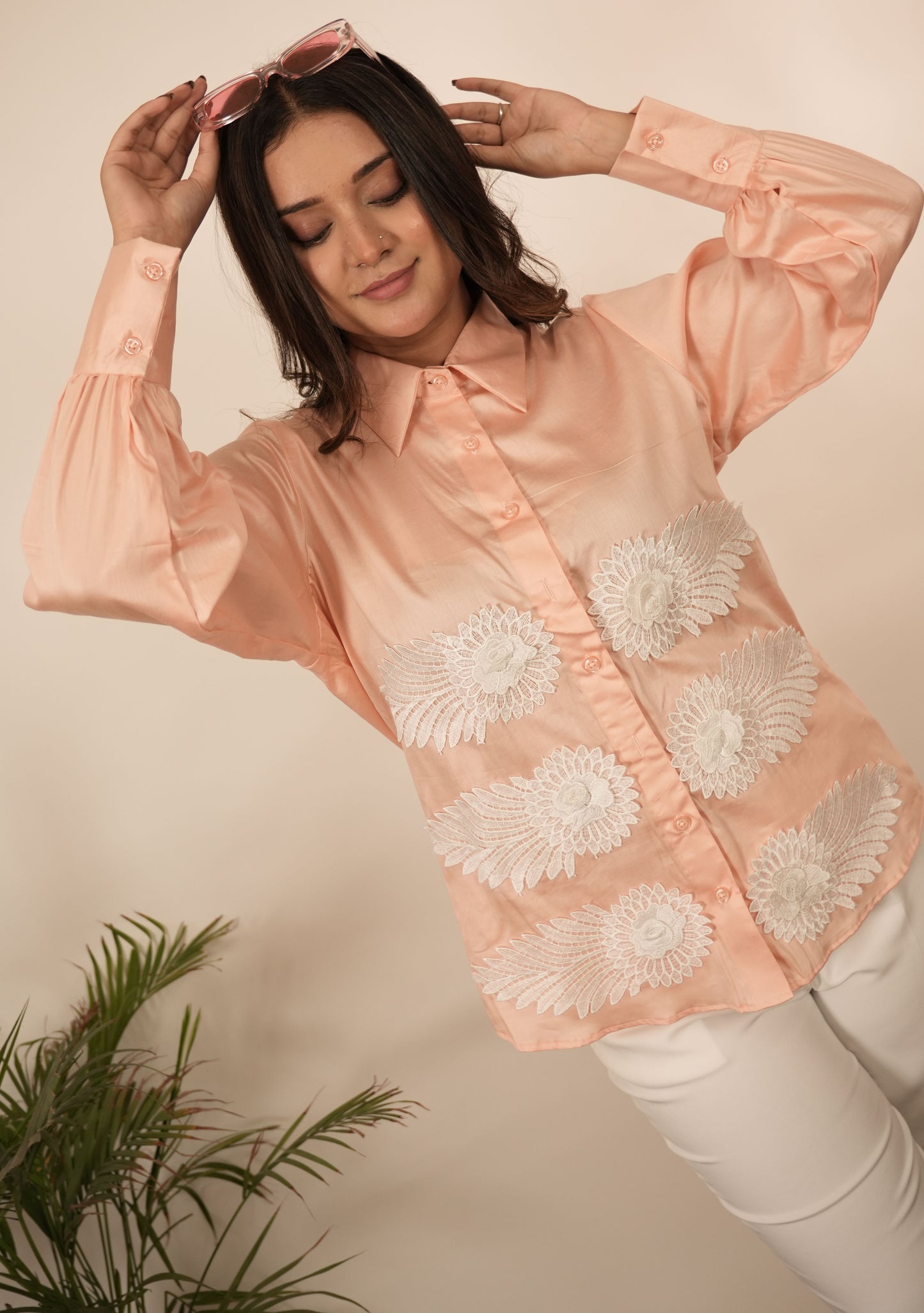 Peach and White Shirt