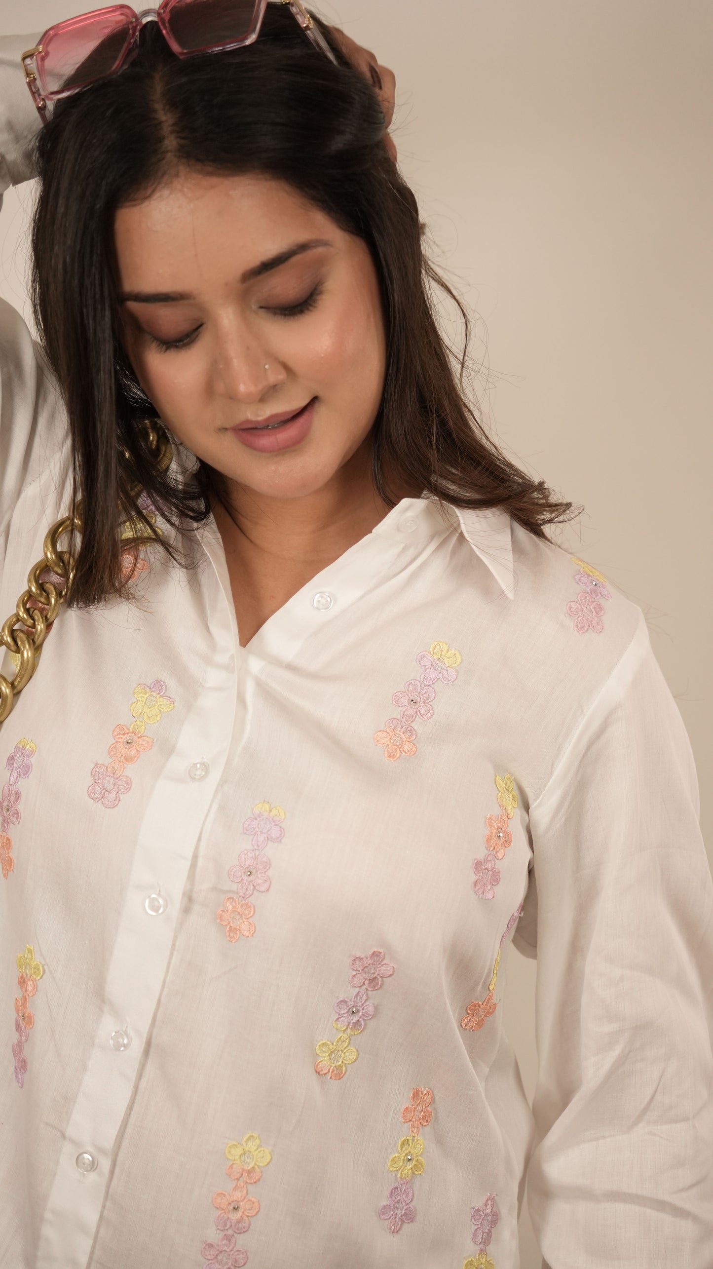White Floral Shirt