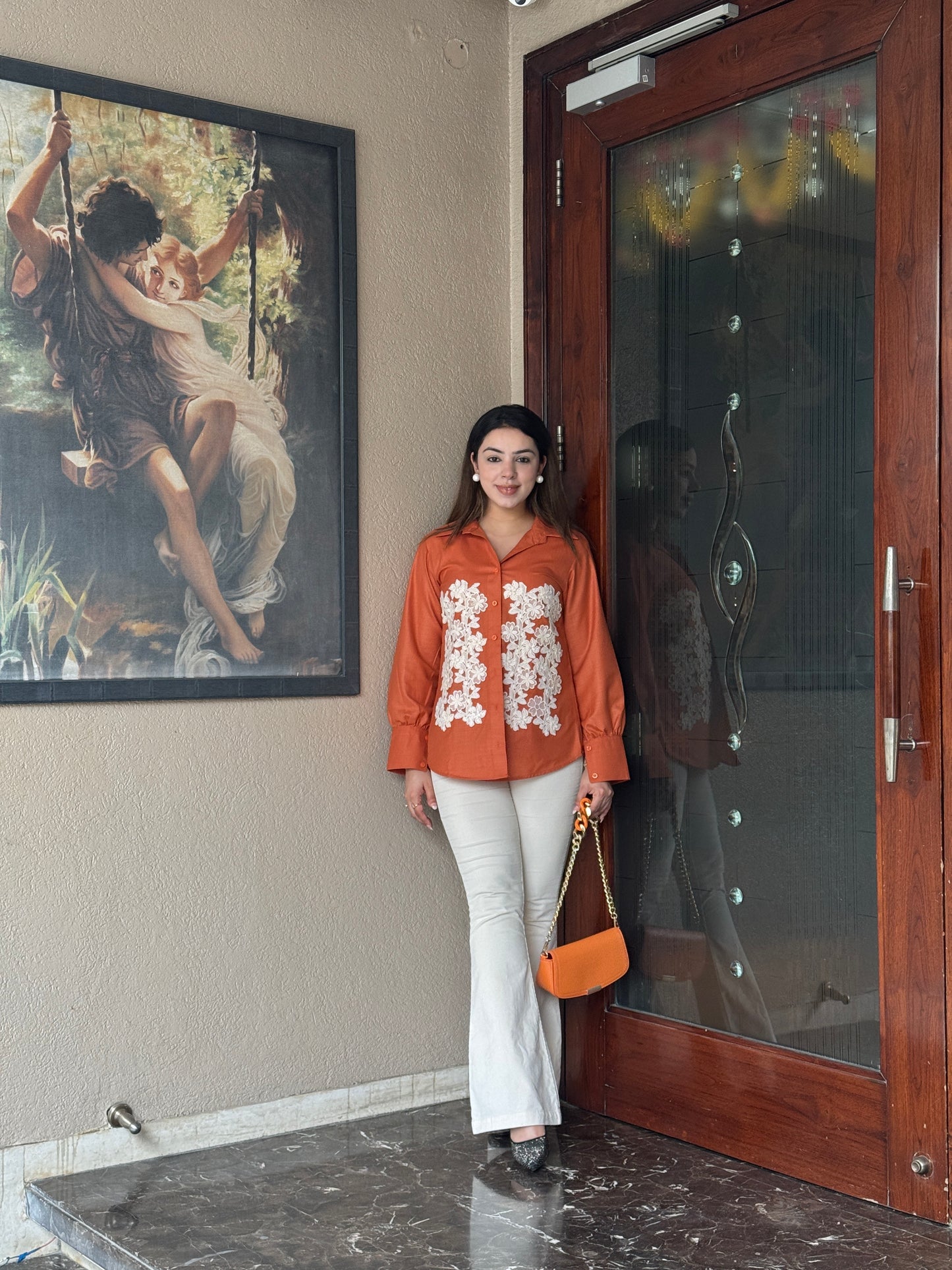 Orange Floral Shirt