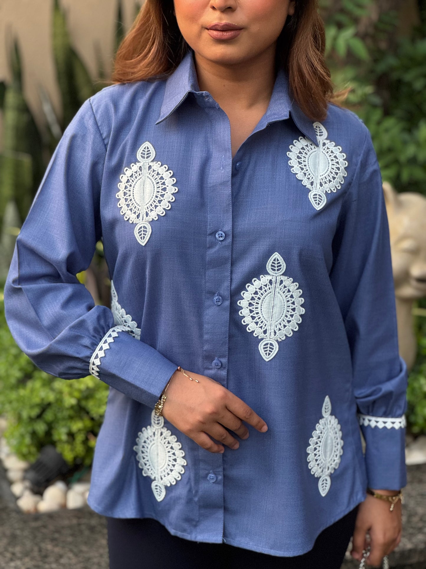 Blue & White Motif Shirt