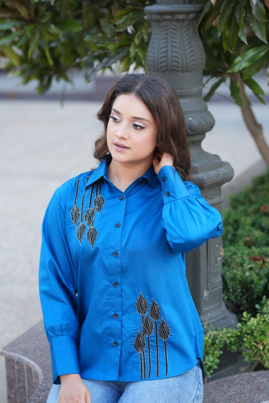 Blue Embroidered Shirt