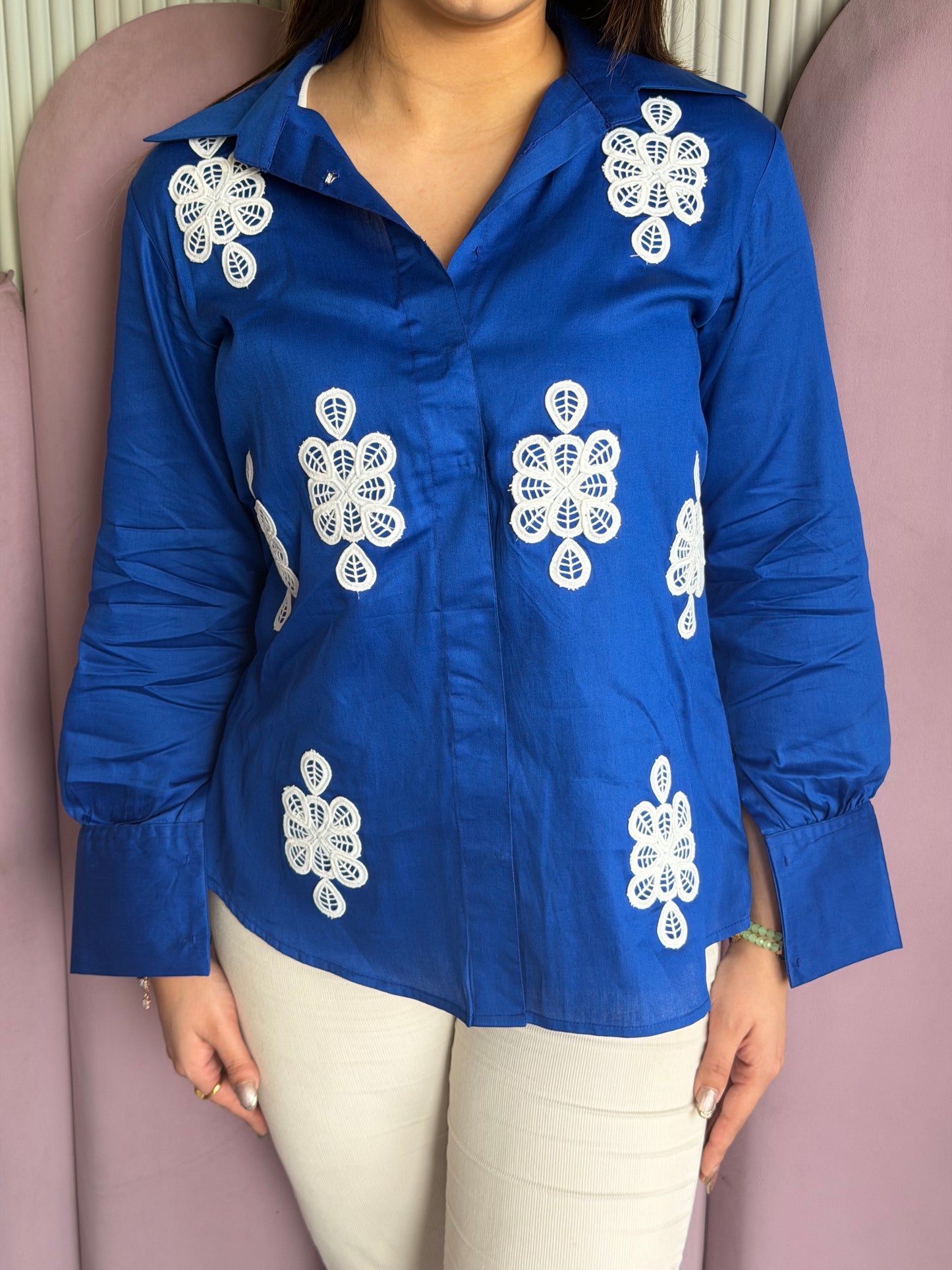 Royal Blue lace Shirt