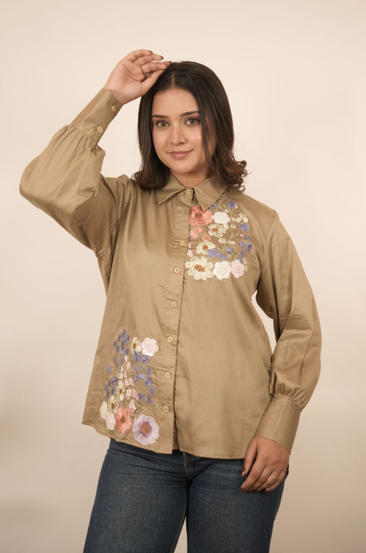 Brown Floral Shirt
