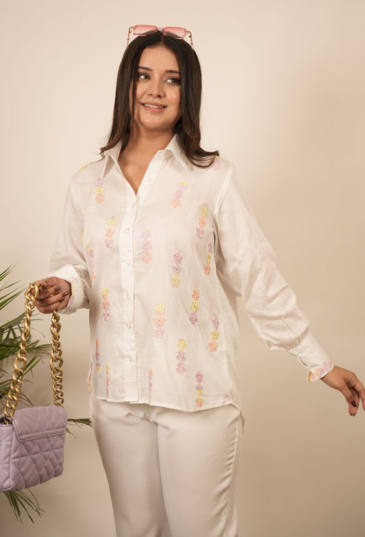 White Floral Shirt