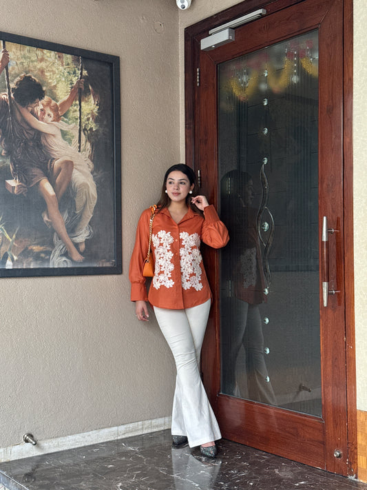 Orange Floral Shirt
